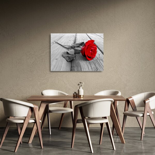 Tablou pe sticlă cu trandafiri roșii (70x50 cm)