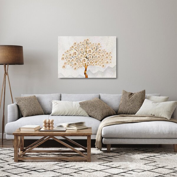 Tablou pe sticlă cu copac cu flori (70x50 cm)