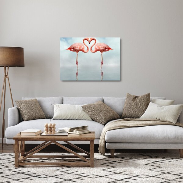 Tablou pe sticlă cu doi flamingo (70x50 cm)