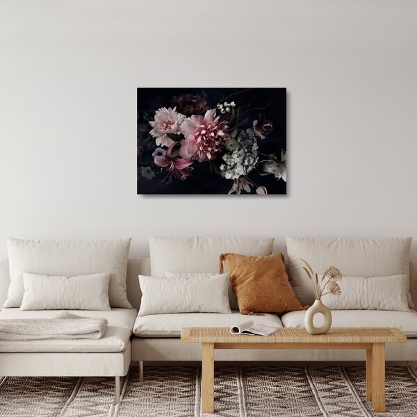 Tablou pe sticlă cu buchet (70x50 cm)