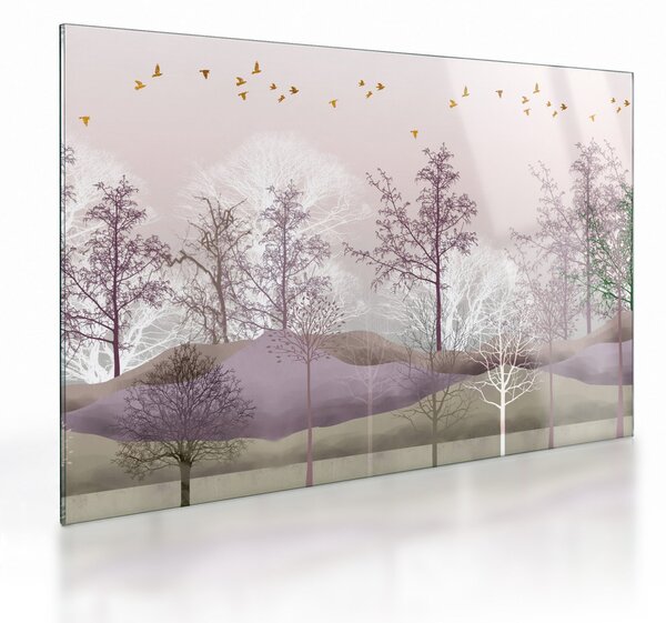Tablou pe sticlă cu pădure (70x50 cm)
