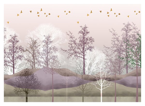 Tablou pe sticlă cu pădure (70x50 cm)