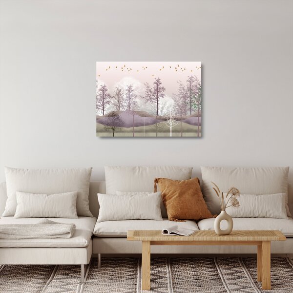 Tablou pe sticlă cu pădure (70x50 cm)