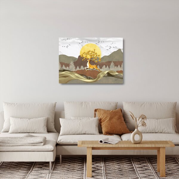 Tablou pe sticlă cu cerb (70x50 cm)