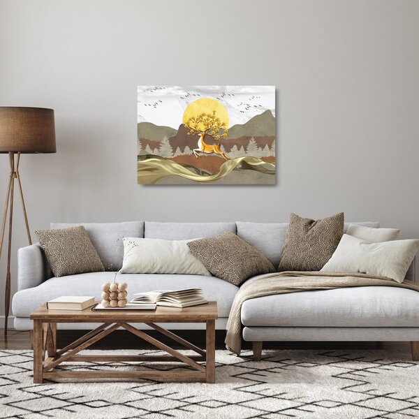 Tablou pe sticlă cu cerb (70x50 cm)