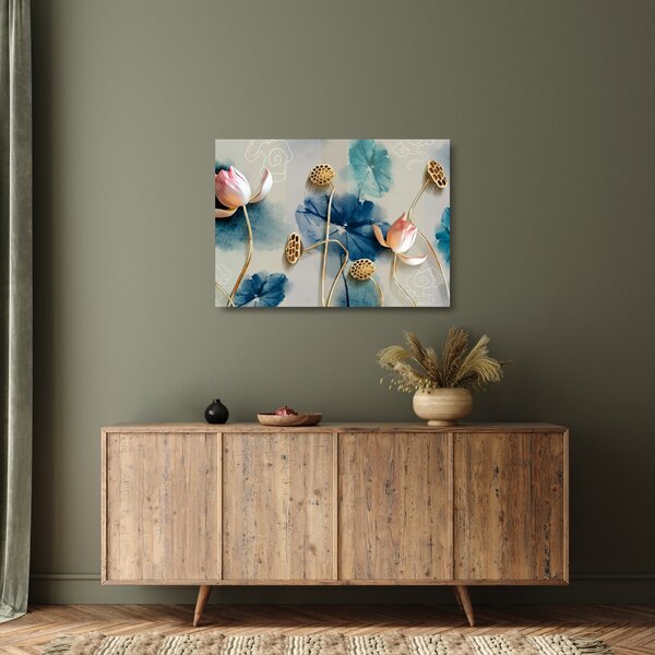 Tablou pe sticlă cu flori (70x50 cm)