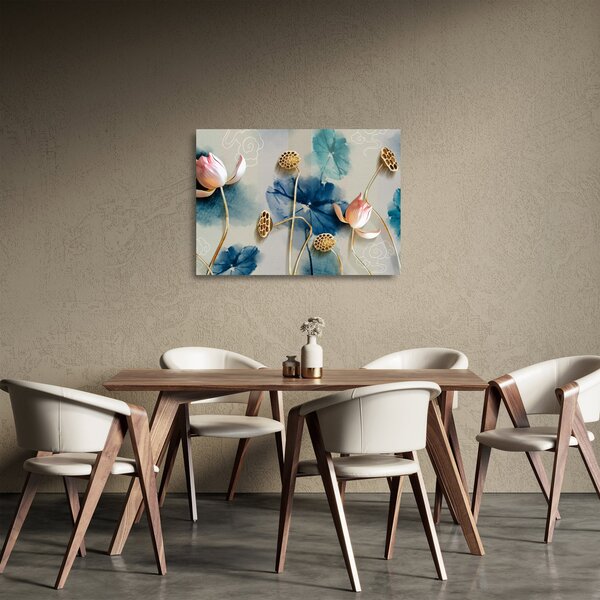 Tablou pe sticlă cu flori (70x50 cm)
