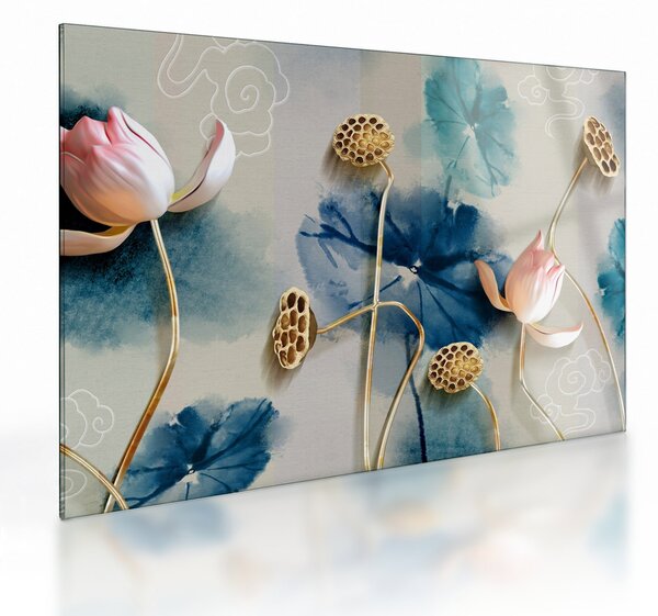 Tablou pe sticlă cu flori (70x50 cm)