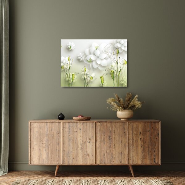 Tablou pe sticlă cu flori (70x50 cm)