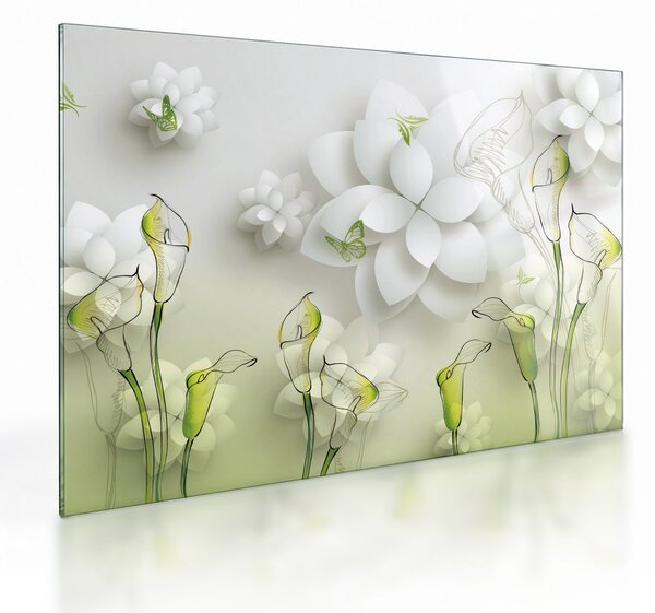 Tablou pe sticlă cu flori (70x50 cm)