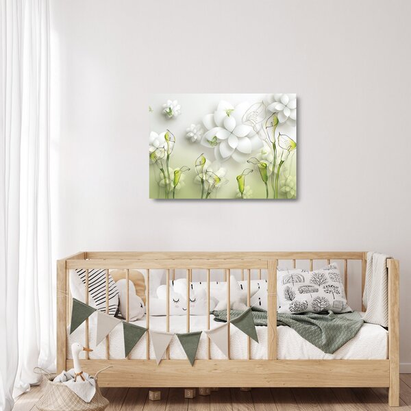 Tablou pe sticlă cu flori (70x50 cm)