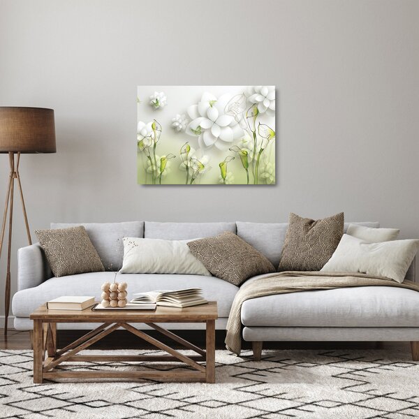 Tablou pe sticlă cu flori (70x50 cm)