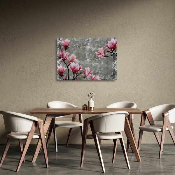 Tablou pe sticlă cu flori (70x50 cm)