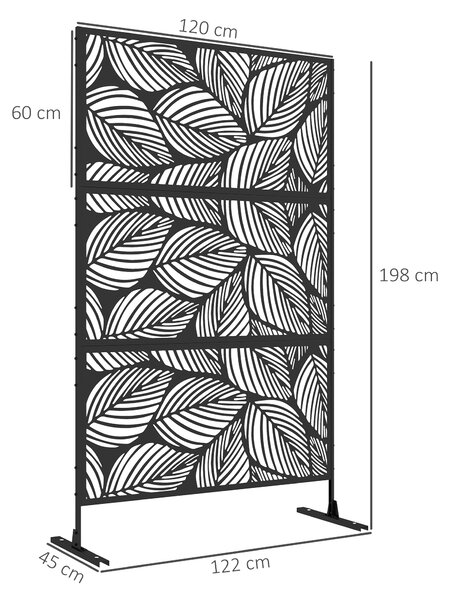 Outsunny Paravan pentru exterior cu suport si suruburi de expansiune, Separator din metal 6,5FT pentru exterior