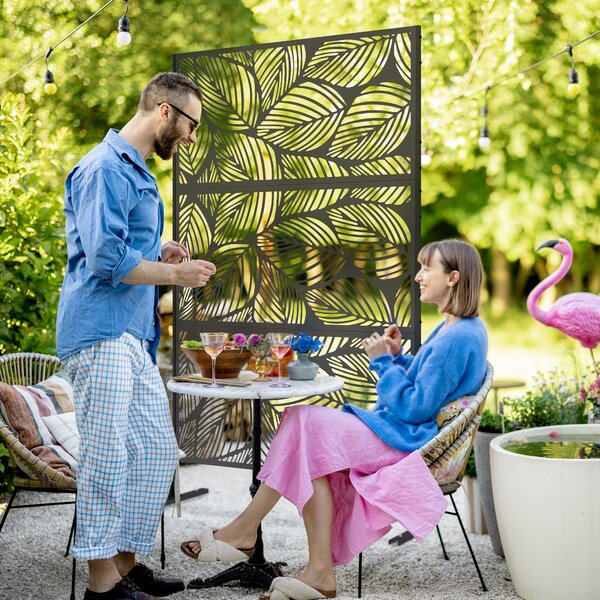 Outsunny Paravan pentru exterior cu suport si suruburi de expansiune, Separator din metal 6,5FT pentru exterior