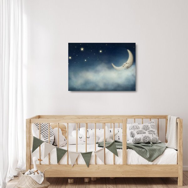 Tablou pe sticlă - Luna cu stele (70x50 cm)