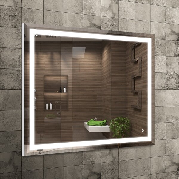 Venti Willa oglindă 100x80 cm dreptunghiular cu iluminare argint 5907459662177