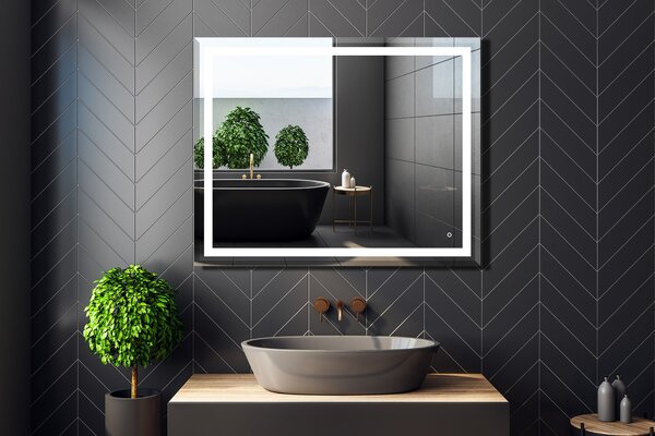 Venti Willa oglindă 100x80 cm dreptunghiular cu iluminare argint 5907459662177