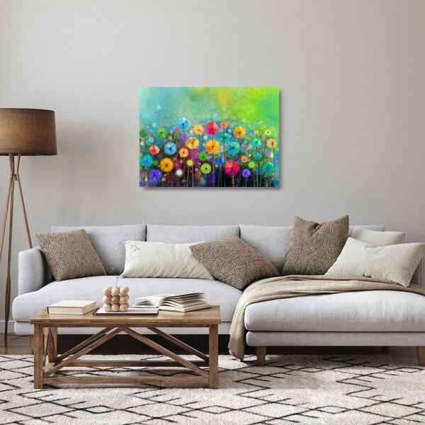 Tablou pe sticlă - Flori abstract (70x50 cm)