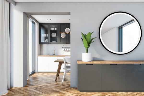 Venti Rund Led oglindă 90x90 cm rotund cu iluminare negru 5907459662641