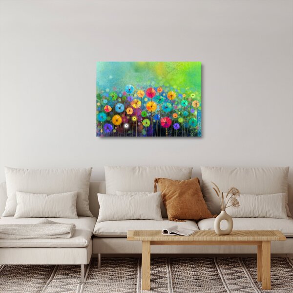Tablou pe sticlă - Flori abstract (70x50 cm)