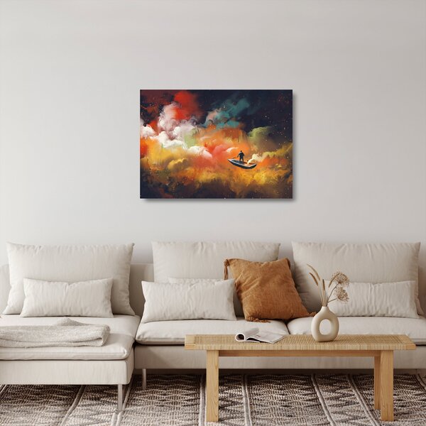 Tablou pe sticlă - Om navigând prin spațiu (70x50 cm)