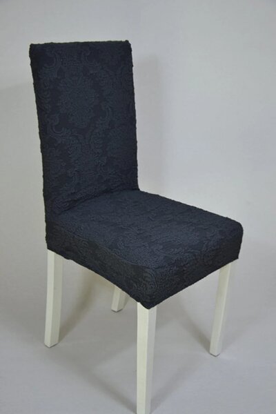 Set 6 huse elastice pentru scaune, model Jacquard, Cenusiu