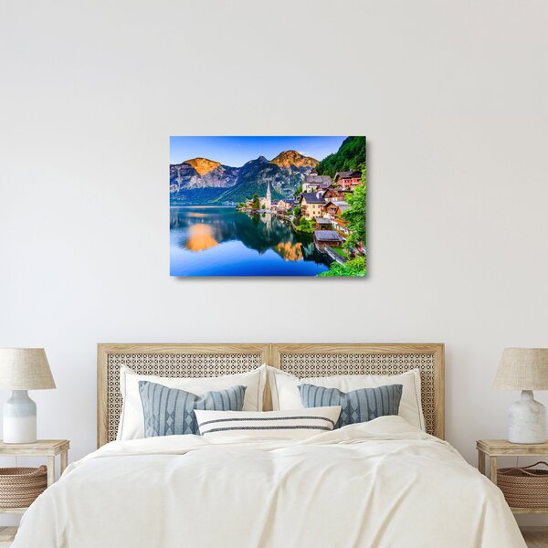 Tablou pe sticlă - Sat alpin (70x50 cm)