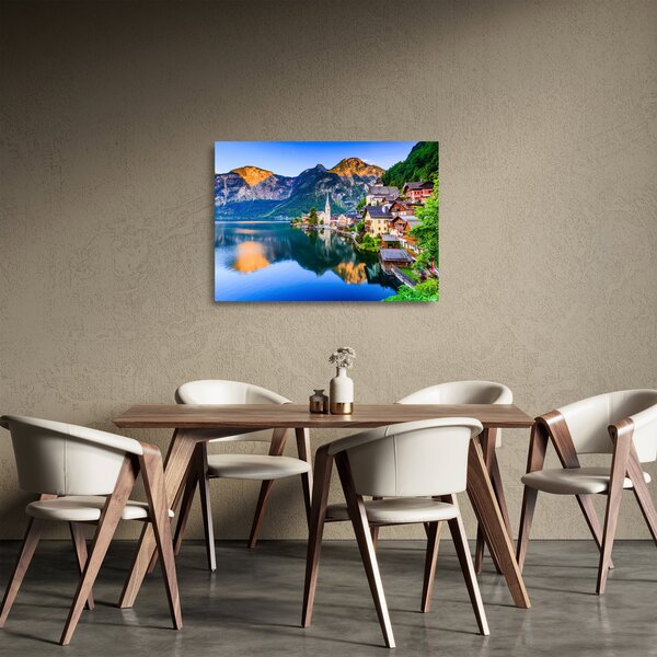 Tablou pe sticlă - Sat alpin (70x50 cm)