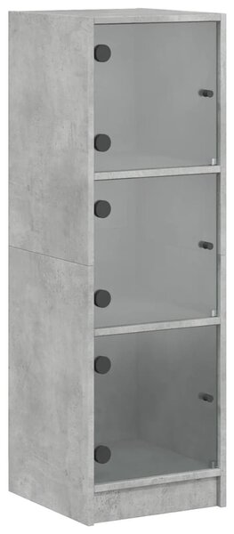 Dulap cu uși din sticlă, gri beton, 35x37x109 cm