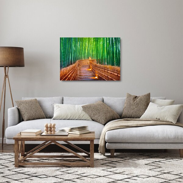 Tablou pe sticlă - Pădure de bambus japoneză (70x50 cm)