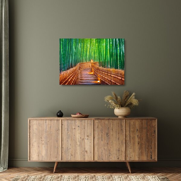 Tablou pe sticlă - Pădure de bambus japoneză (70x50 cm)