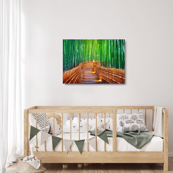 Tablou pe sticlă - Pădure de bambus japoneză (70x50 cm)