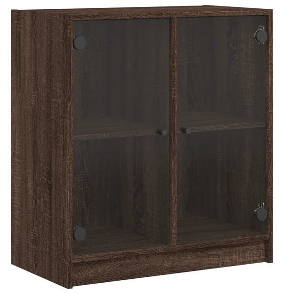 Dulap lateral cu uși din sticlă, stejar maro, 68x37x75,5 cm