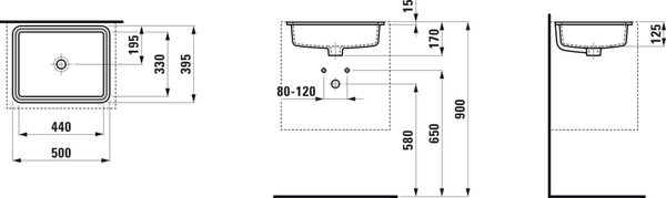 Laufen Savoy lavoar 44x33 cm dreptunghiular sub blat alb luciu H8189470001091