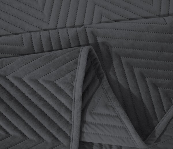 Cuvertura de pat din catifea gri inchis ARROW VELVET Dimensiuni: 170 x 210 cm