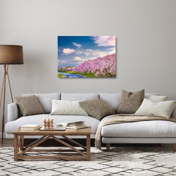 Tablou pe sticlă - Peisaj de primăvară japonez (70x50 cm)