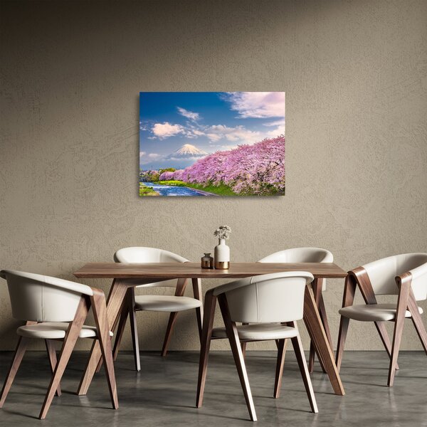 Tablou pe sticlă - Peisaj de primăvară japonez (70x50 cm)