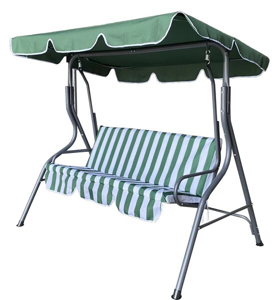 Balansoar de gradina, acoperis reglabil, 3 locuri, 170x110x153 cm, cadru metal, material textil