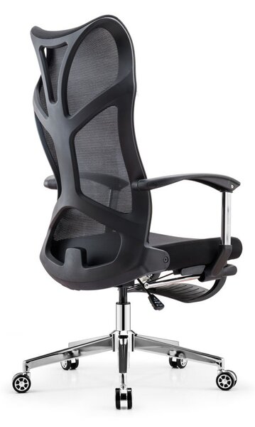 Scaun ergonomic Pedro, spatar Mesh, suport picioare, Negru