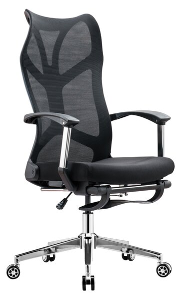 Scaun ergonomic Pedro, spatar Mesh, suport picioare, Negru