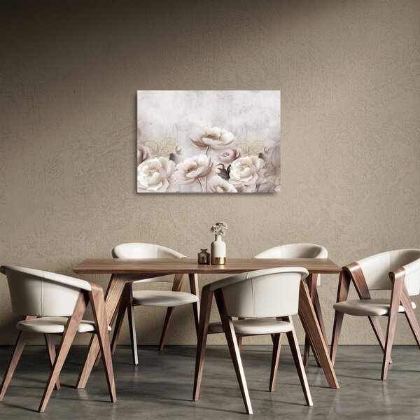 Tablou pe sticlă - Tufe roz (70x50 cm)