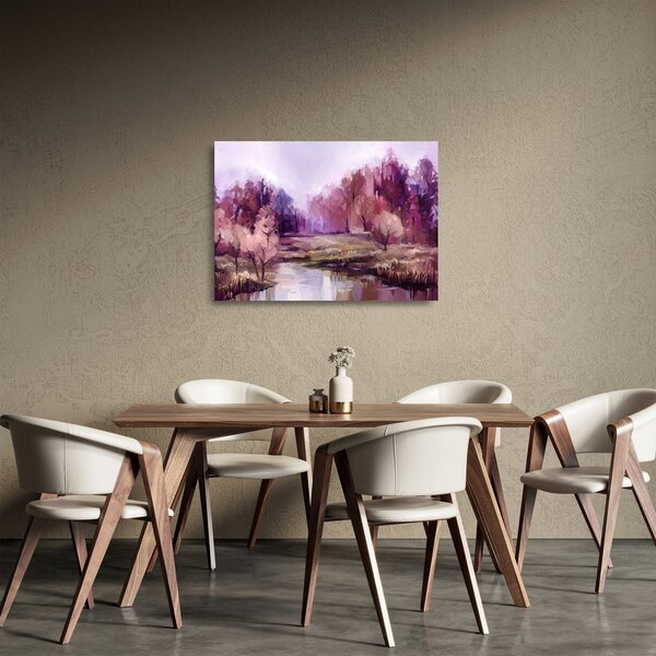 Tablou pe sticlă - Peisaj de toamnă - pictură (70x50 cm)
