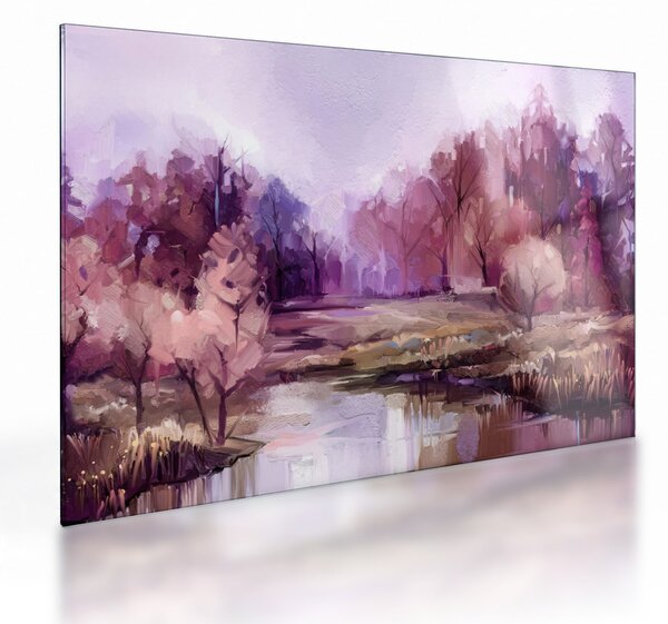 Tablou pe sticlă - Peisaj de toamnă - pictură (70x50 cm)
