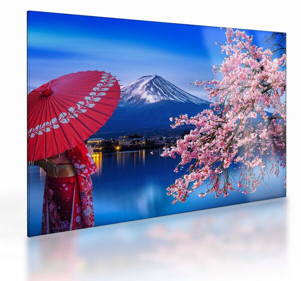 Tablou pe sticlă - cu privire la munte - Japonia (70x50 cm)