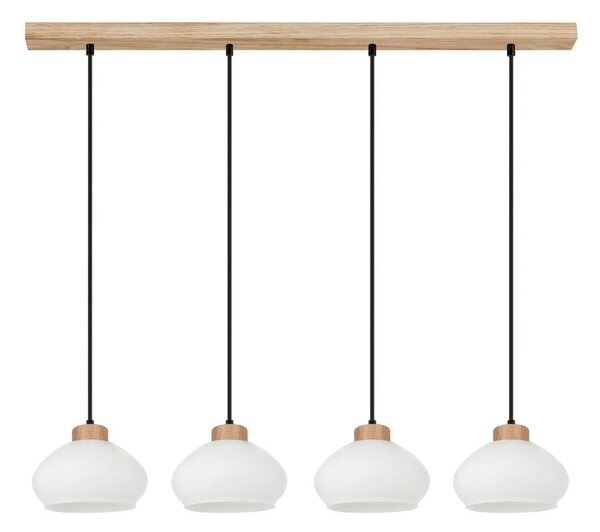 Trilas, lampă suspendată, dulie E27, 4 becuri, 60W, stejar-negru-alb