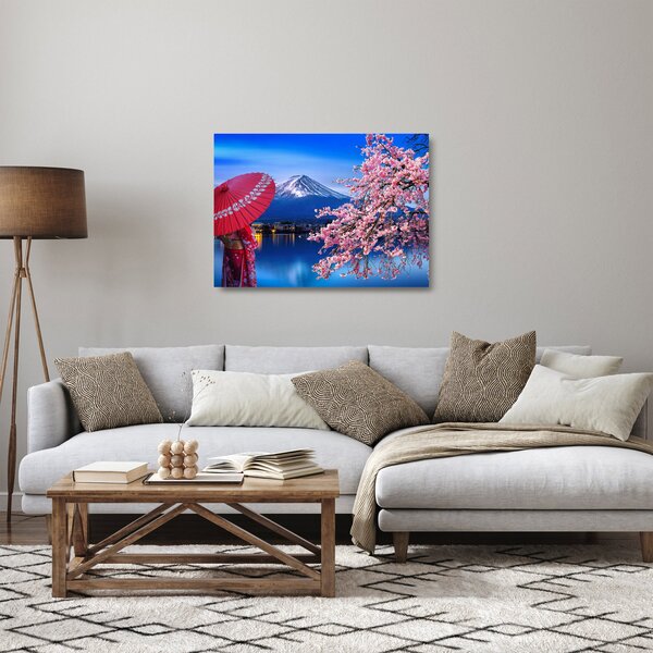 Tablou pe sticlă - cu privire la munte - Japonia (70x50 cm)