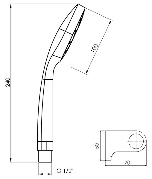 Aqualine Aqualine, set de duș BETTY, suport cu balamale, crom, 11453