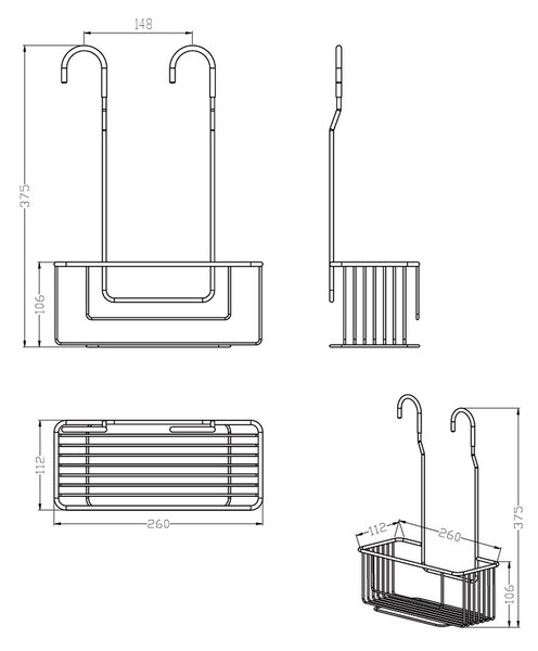 Aqualine Aqualine, poliță de duș suspendată CHROM LINE, pentru robinet, crom, 37006