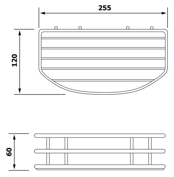 Aqualine Aqualine, Chrome LINE poliță cu o singură sârmă, crom, 37004